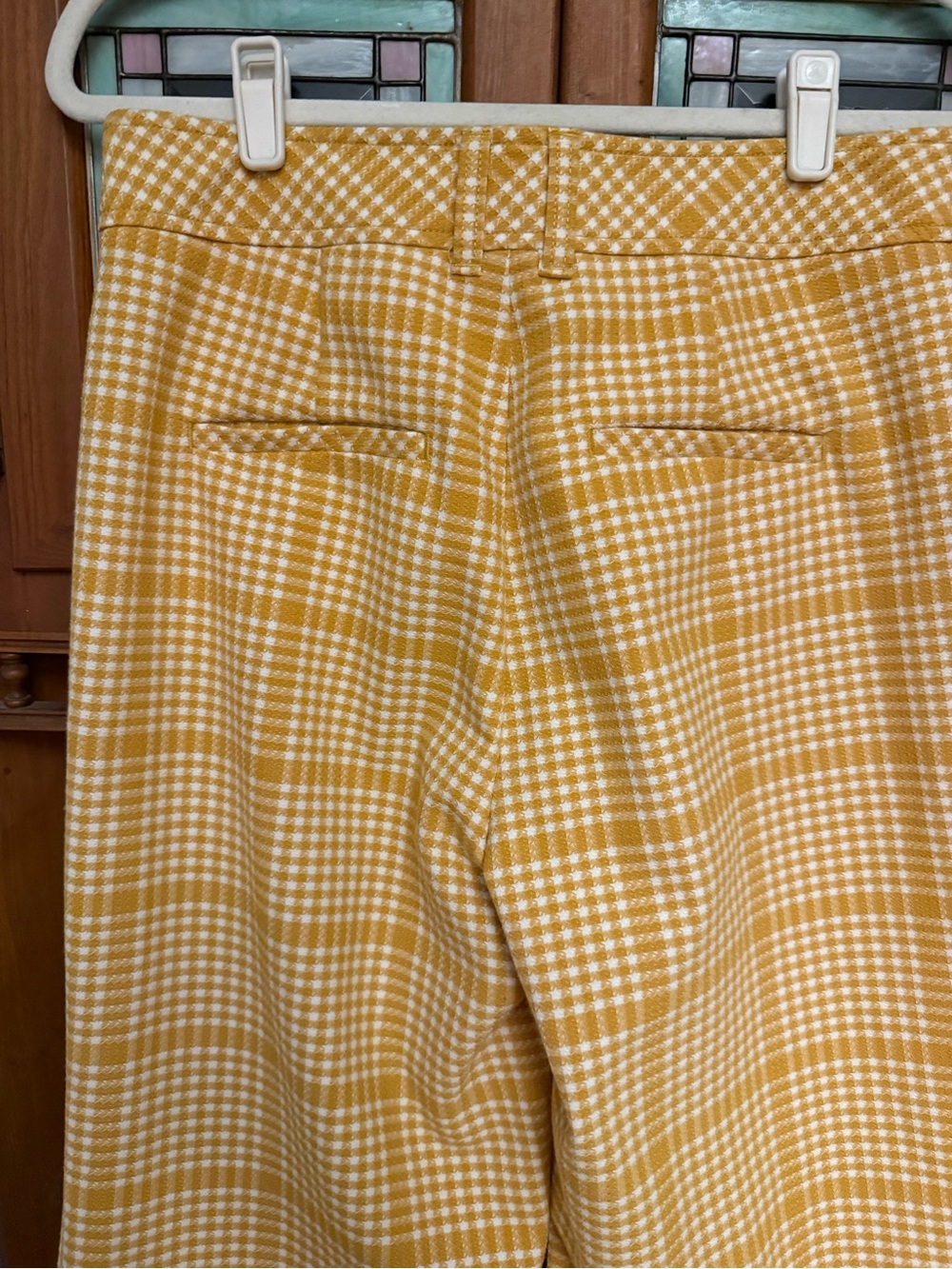 Anthropologie Maeve  yellow and white gingham plaid trousers .8 - Picture 5 of 15
